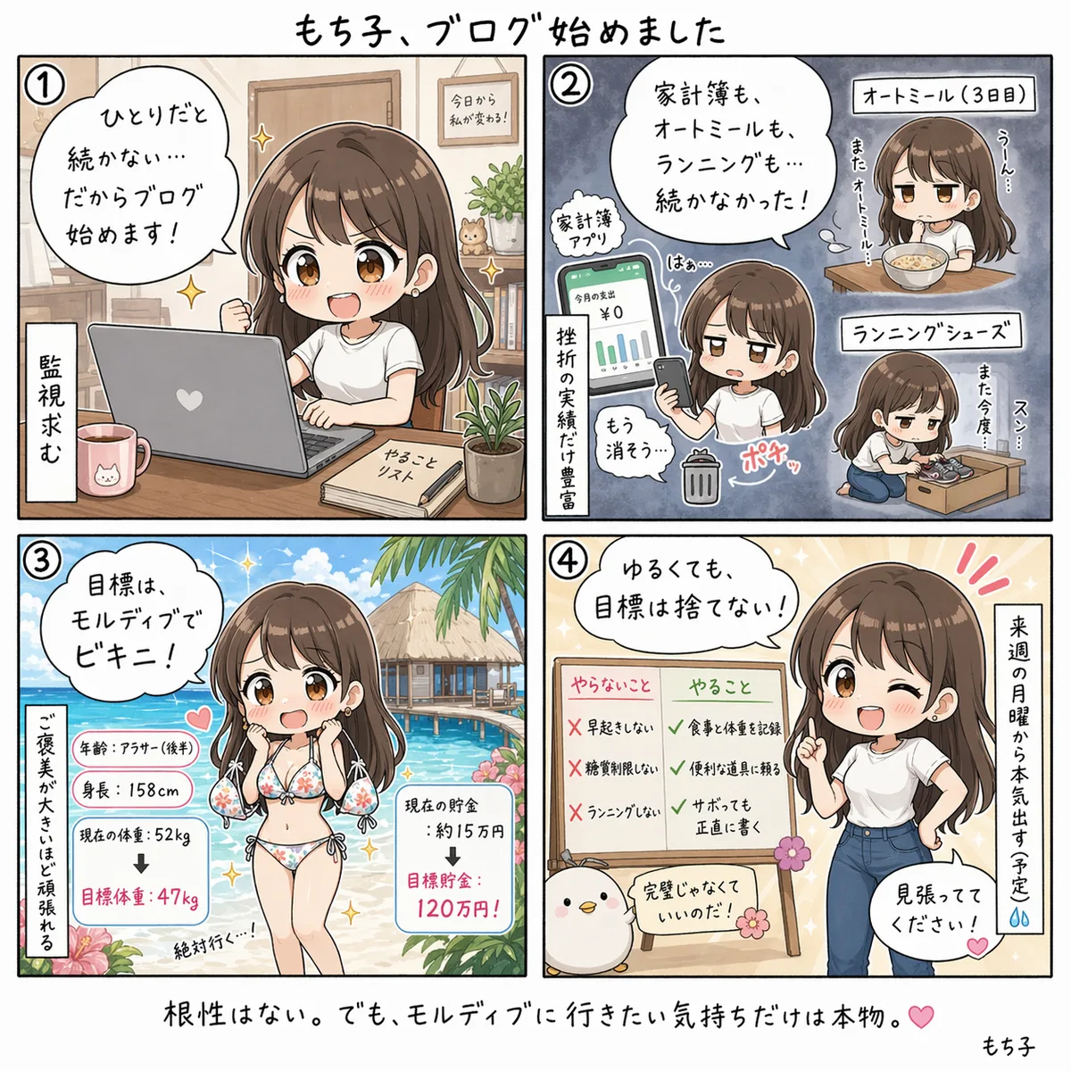 もち子、ブログ始めました(4コマ)