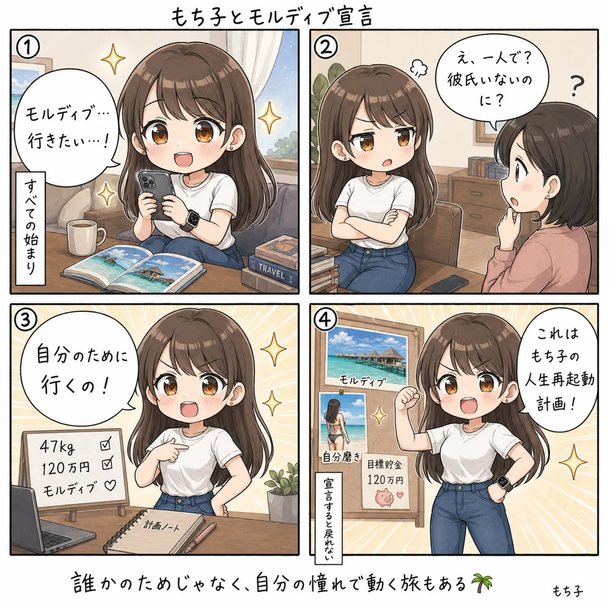 もち子とモルディブ宣言(4コマ)