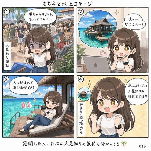 【モルディブ】水上コテージは、人見知りOLのために作られたとしか思えない(4コマ漫画)