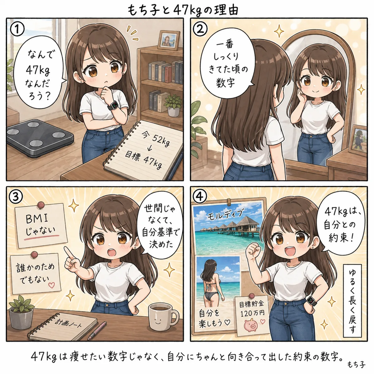 もち子と47kgの理由(4コマ)
