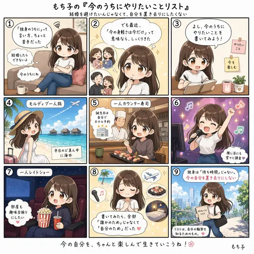 【本音】独身のうちにやりたいことリスト。結婚を避けたいんじゃなくて、自分を置き去りにしたくない(4コマ漫画)