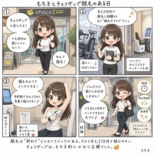 チョコザップは脱毛だけでも元が取れる。月3,278円を脱毛サブスクとして使う話(4コマ漫画)