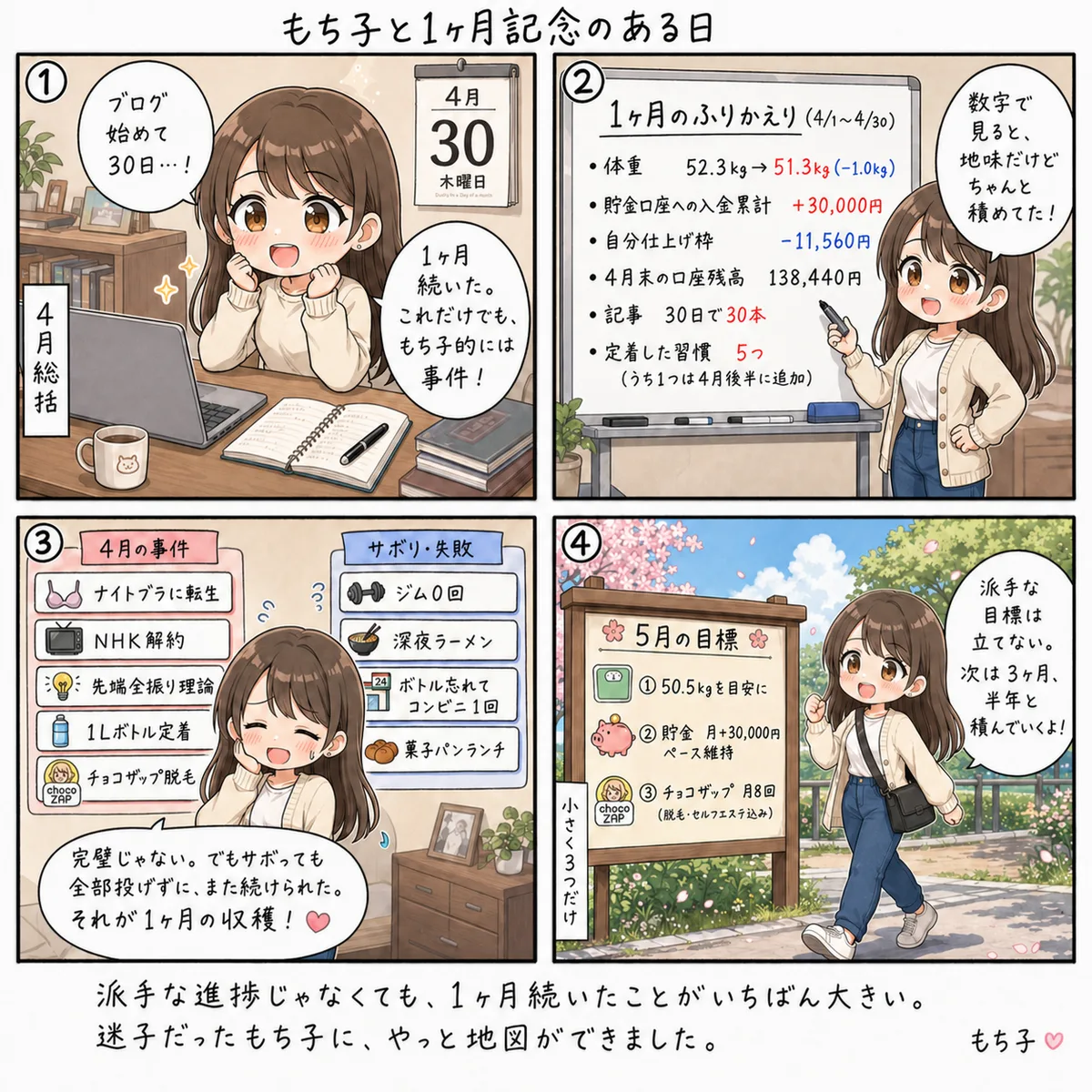 もち子の1ヶ月記念(4コマ)