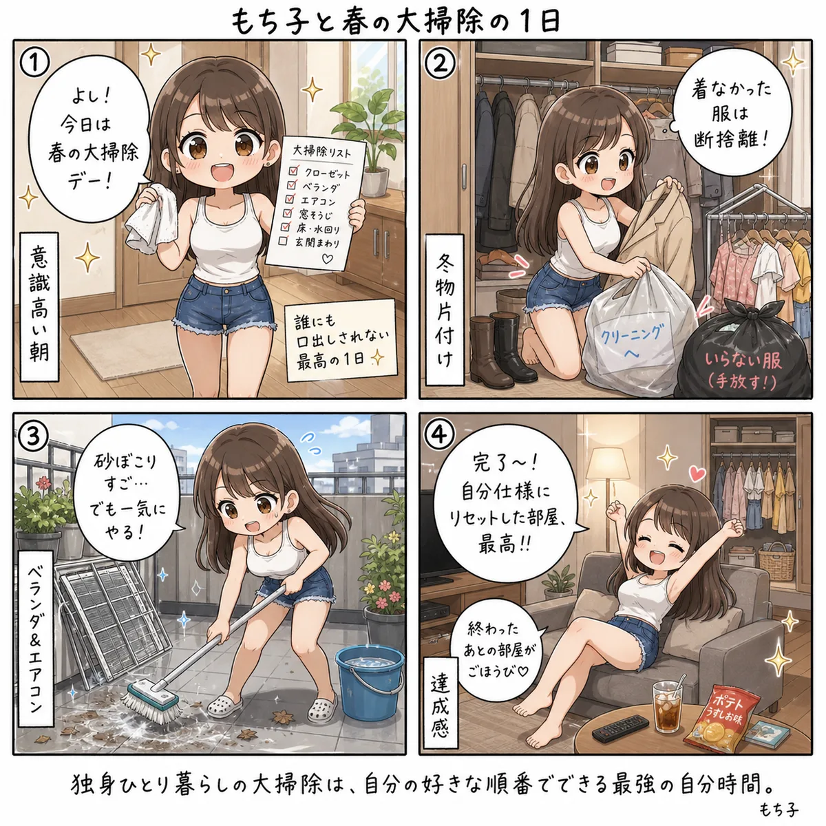 もち子と春の大掃除(4コマ)
