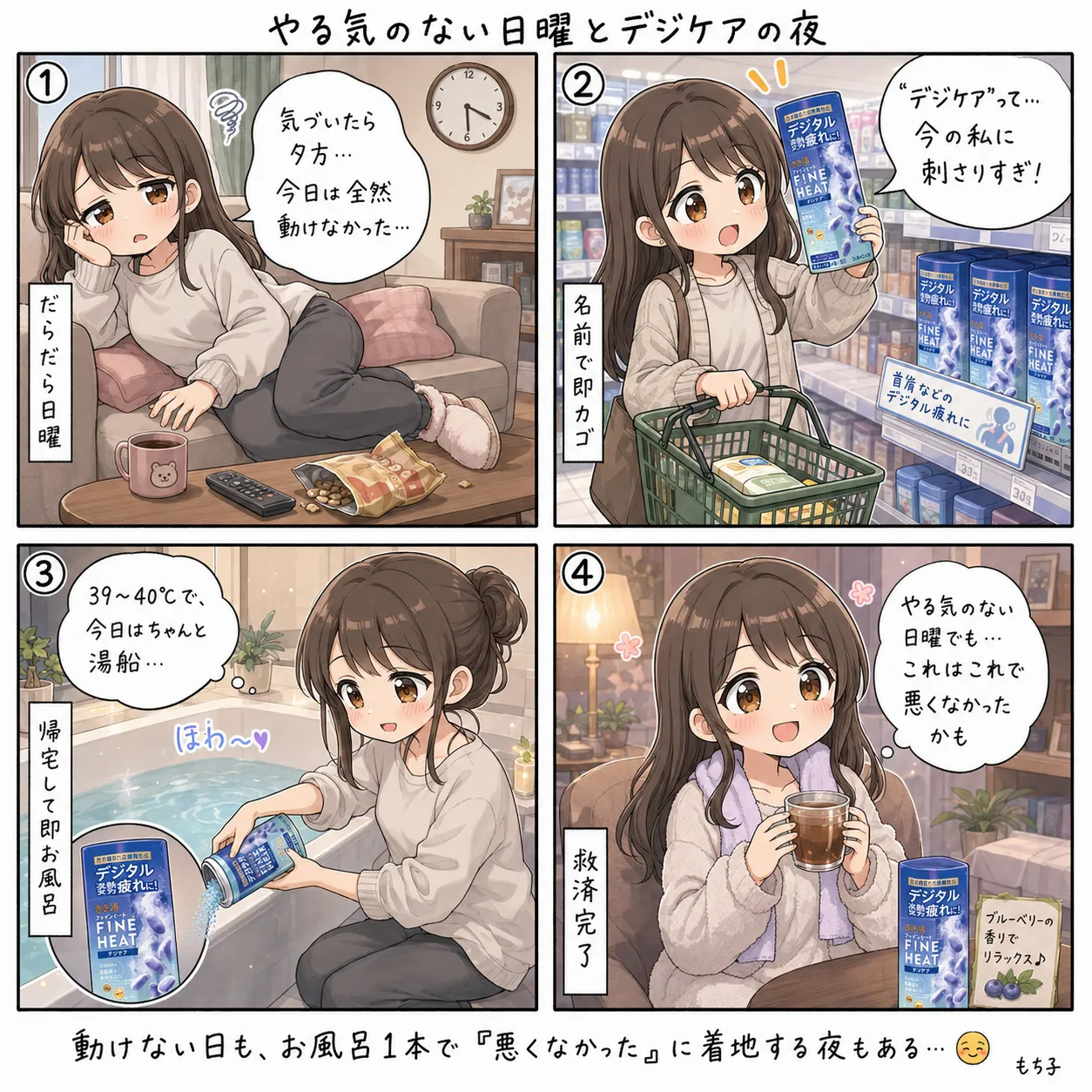もち子ときき湯ファインヒート デジケア(4コマ)