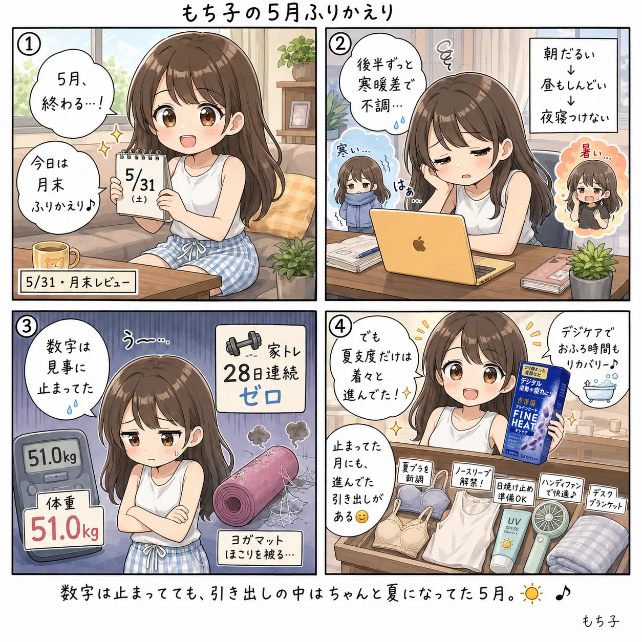 もち子の5月ふりかえり(4コマ)